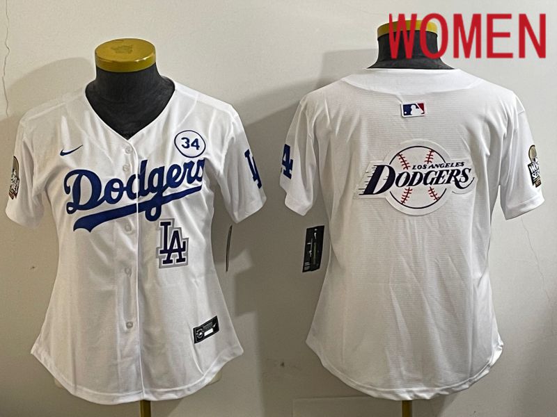 Women Los Angeles Dodgers Blank White Game 2024 Nike MLB Jersey style 11219->women mlb jersey->Women Jersey